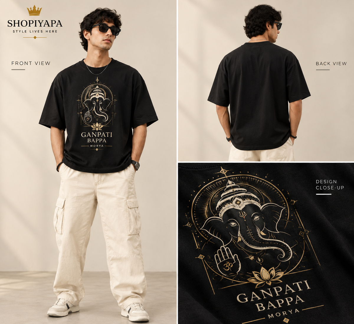 Shopiyapa Ganpati Bappa Oversized T-Shirt